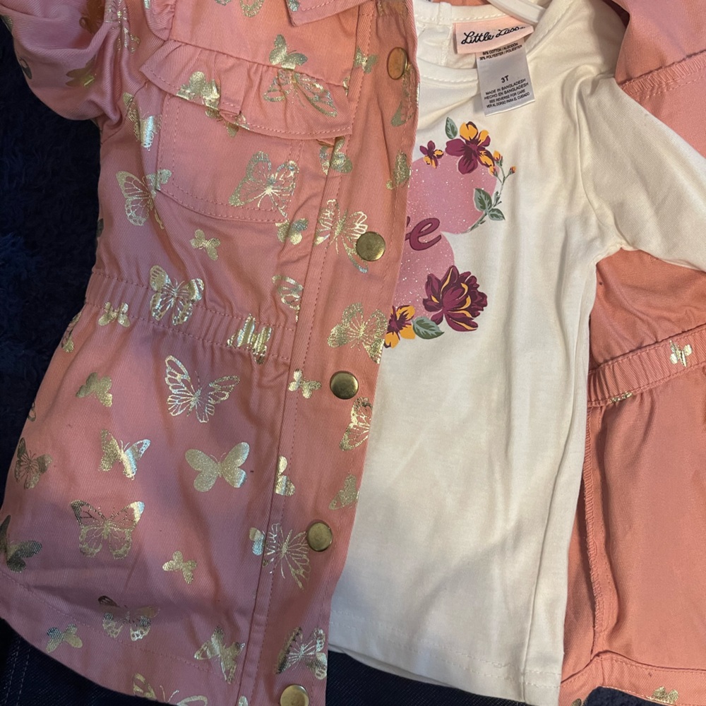 3 pieces toddler girls pant with shirt & jacket